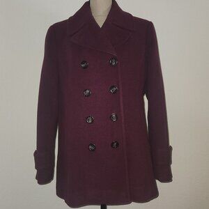 💜 Lands’ End Double-Breasted Wool Blend Pea Coat 💜 12P Women's